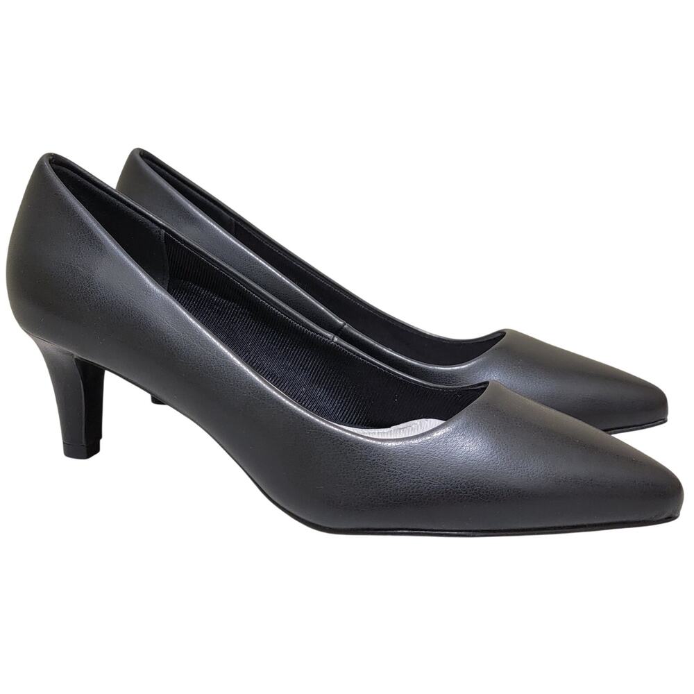 Easy Street Women Pointe Pointed Toe Pump Heels Size US 9N Black Faux Leather
